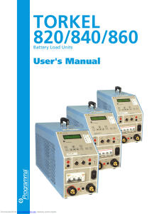 TORKEL 820/840/860 Battery Load Unit User Manual