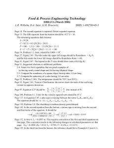 Food Engineering Technology Errata: Corrections & Updates