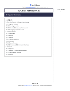 IGCSE Chemistry: Organic Chemistry Revision Notes