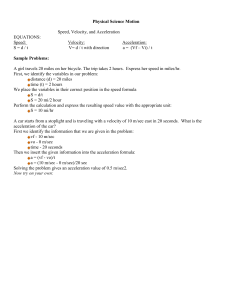 Speed, Velocity, Acceleration Worksheet - Physical Science