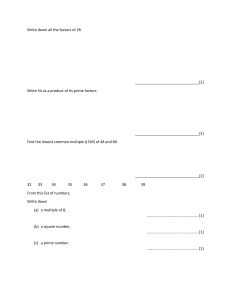 Factors, Primes, LCM, HCF Worksheet