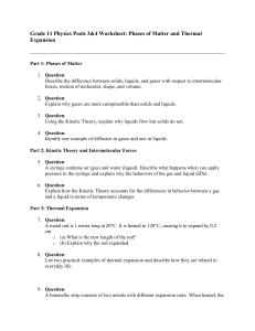 Grade 11 Physics: Phases of Matter & Thermal Expansion Worksheet