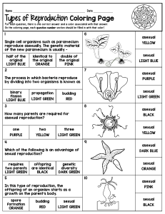 Types of Reproduction Coloring Page - Biology Worksheet