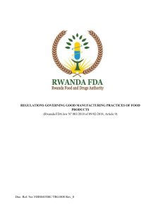 Rwanda Food GMP Regulations