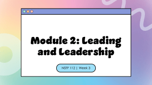 Leading and Leadership: NSTP 112 Module 2