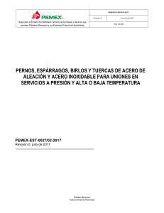 Estándar PEMEX Pernos de Acero: Servicios de Presión y Temperatura