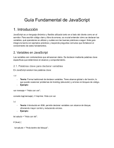 Guía de Fundamentos de JavaScript: Variables, Operadores, Tipos