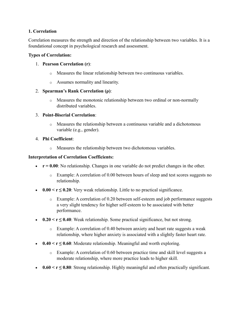 Correlation, Regression, Reliability, Validity Study Guide