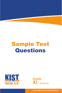 XI Science Sample Test Questions - KIST College