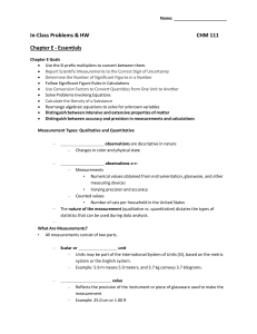 Chemistry Essentials: Problems & HW - Chapter E