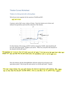 Titration Curves Worksheet: Strong Acid-Base Titration