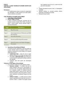 Economic Growth Theories: Rostow & Harrod-Domar Models