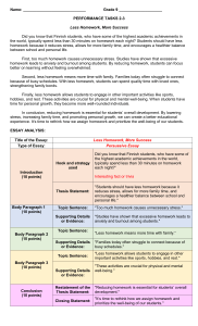 Essay Analysis Worksheet: Less Homework, More Success