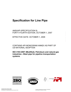 API 5L Line Pipe Specification: Steel for Pipeline Transportation