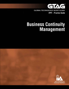 Business Continuity Management: A Practice Guide