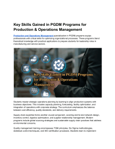 PGDM Production & Operations Management Skills