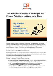 Business Analysis Challenges & Solutions