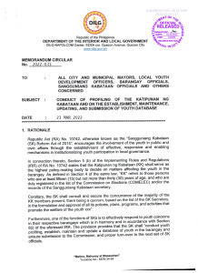 DILG Youth Profiling Memorandum Circular