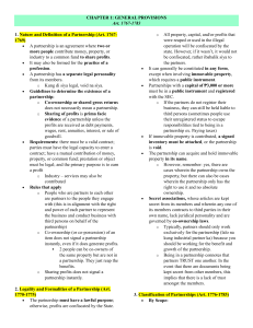 Partnership Law: General Provisions & Obligations