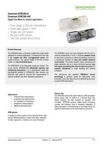 SFM3300 Flow Meter Datasheet: Medical Applications