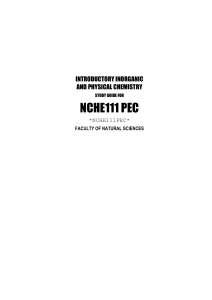 Inorganic & Physical Chemistry Study Guide NCHE111 PEC