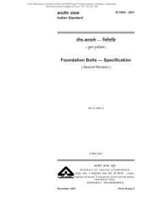 IS 5624: Foundation Bolts Specification | Indian Standard