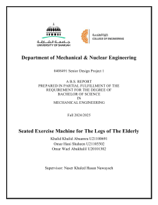 Seated Exercise Machine Design for Elderly - Mechanical Engineering Report