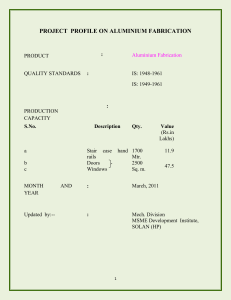 Aluminium Fabrication Project Profile | Business Plan