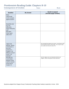 Frankenstein Chapters 8-10 Reading Guide