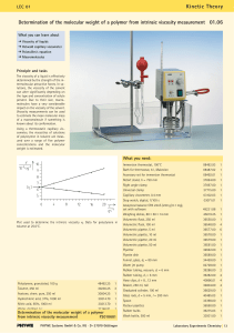 Polymer Molecular Weight Determination: Viscosity Experiment