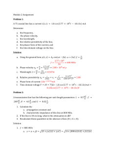 Transmission Line Assignment: Coaxial Cables & Parameters