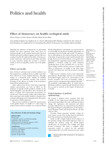 Democracy & Health: An Ecological Study of Political Regimes
