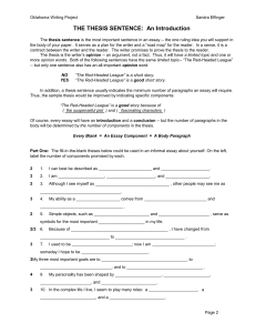 Thesis Statement Worksheet: Essay Writing Skills