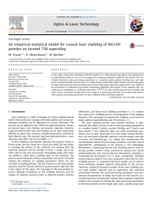 Laser Cladding of NiCrAlY on Inconel 738: Empirical Model