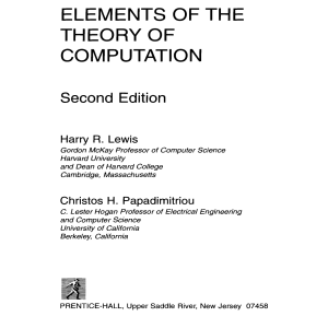 Elements of the Theory of Computation Textbook