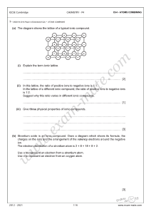 Year 10 Ionic Bonding Paper 4 Homework