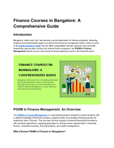 PGDM Finance Courses in Bangalore: A Comprehensive Guide