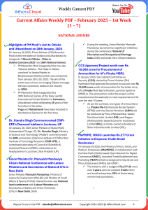 Current Affairs Weekly PDF - February 2025 (1st Week)