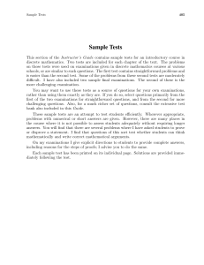 Discrete Mathematics Sample Tests for Instructors