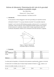 Informe de laboratorio: Determinación de la gravedad con péndulo