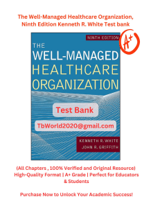 Healthcare Management Test Bank - 9th Edition