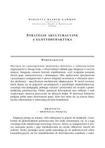 Strategie akulturacji i glottodydaktyka: perspektywa polska