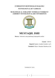 Kriptografiya Usullari: Axborotni Himoyalash - Universitet Ishi