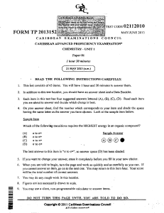 CAPE Chemistry Unit 1 Exam Paper - May/June 2013