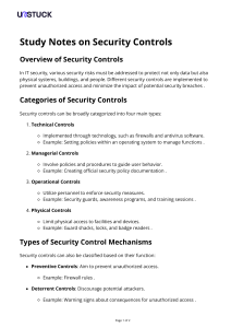 Security Controls: Categories and Types Study Notes