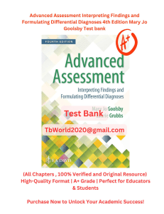 Nursing Assessment Test Bank: Clinical Decision Making