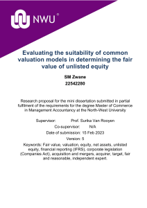 Unlisted Equity Valuation Models: A Research Proposal