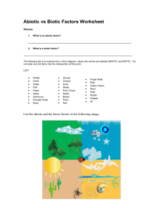 Abiotic vs Biotic Factors Worksheet