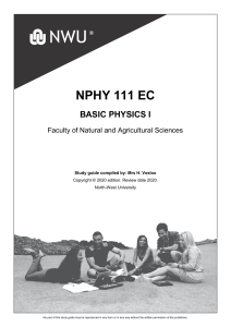 Basic Physics I Study Guide - NPHY 111 EC