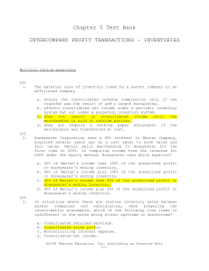 Intercompany Profit Transactions - Inventories Test Bank